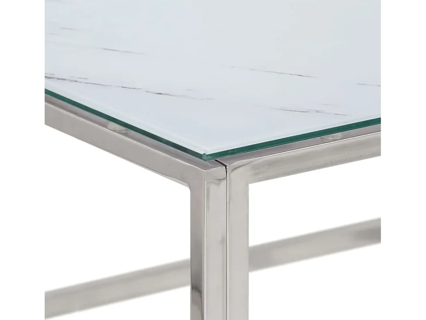 Mesa de centro plateada acero inoxidable y vidrio templado