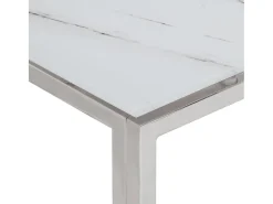 Mesa de centro plateada acero inoxidable y vidrio templado