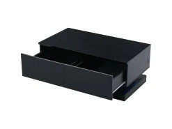 Mesa de centro rectangular 90x50x38cm con 2 cajones, LED incluido, cuerpo en lacado negro brillo