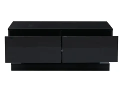 Mesa de centro rectangular 90x50x38cm con 2 cajones, LED incluido, cuerpo en lacado negro brillo