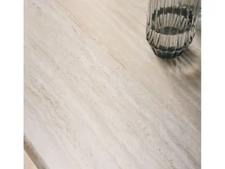 Mesa de centro rectangular con efecto madera beige travertino