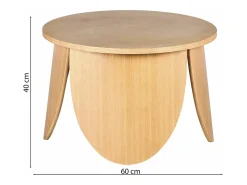 Mesa de centro redonda - 60 cm - color roble natural - VIVIALLY