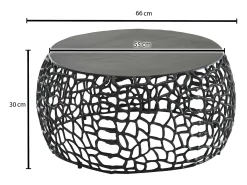 Mesa de Centro Redonda Aluminio Negro 66x66x30 cm Metal | Mesa Auxiliar para Salón Moderna | Mesita Café Pequeña para Sofá
