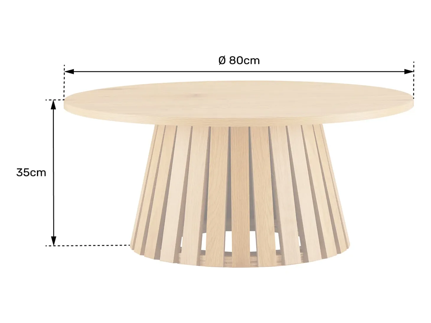 Mesa de centro redonda 80cm estilo escandinavo de madera LIV