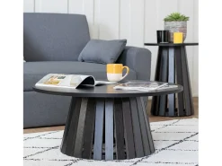 Mesa de centro redonda 80cm estilo escandinavo negra LIV