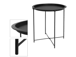 Mesa de centro redonda con tapa de metal negro ECD Germany