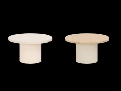 Mesa de centro redonda de microcemento en tono blanco roto DECOWOOD de Ø60x30cm - LUCÍA - DECOWOOD