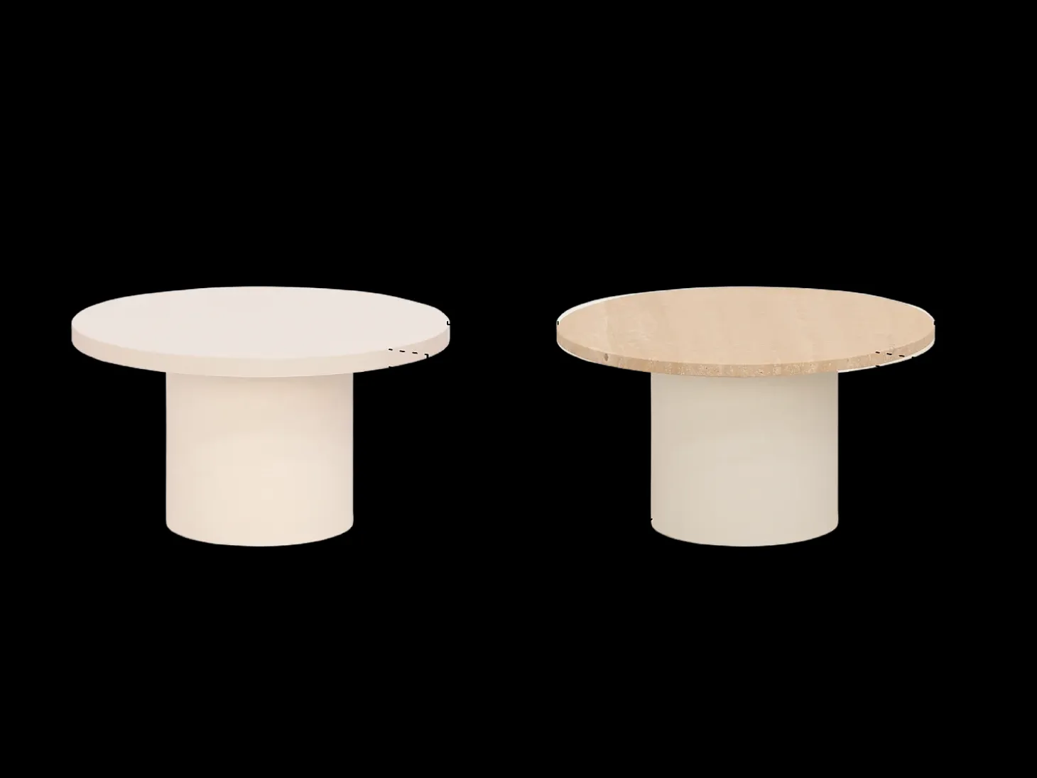 Mesa de centro redonda de microcemento en tono blanco roto DECOWOOD de Ø60x30cm - LUCÍA - DECOWOOD