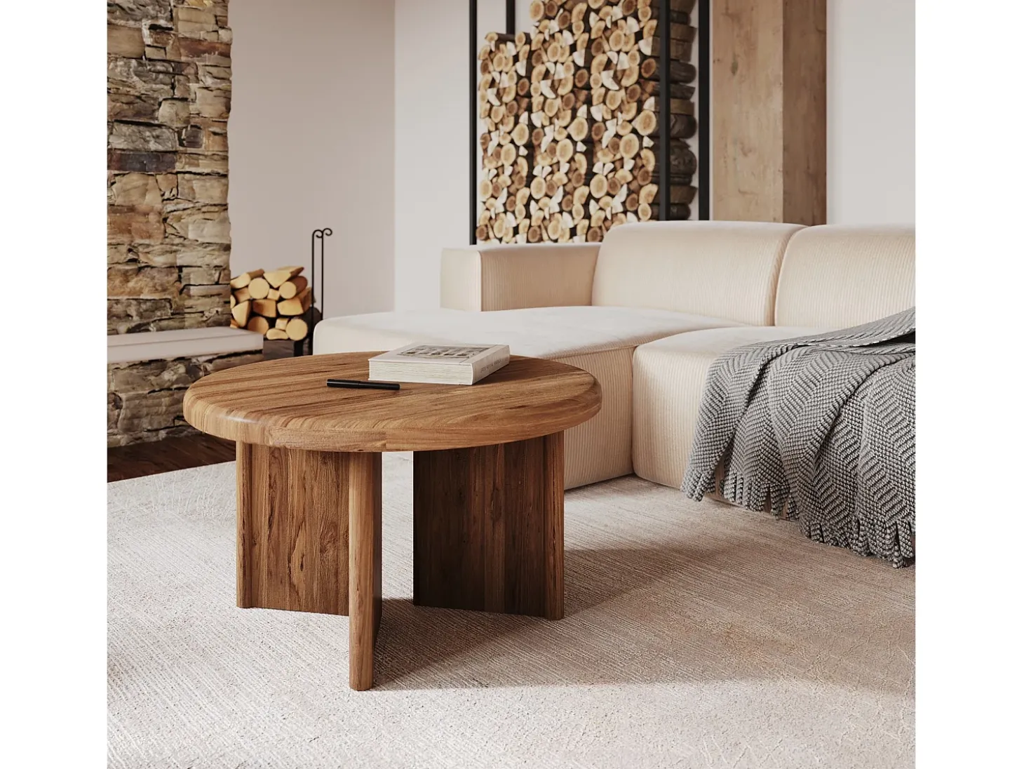 Mesa de centro redonda de madera de teca D80 cm - Bana
