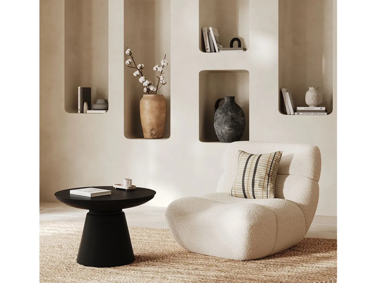 Mesa de centro redonda de metal negro D60 cm - Gomez