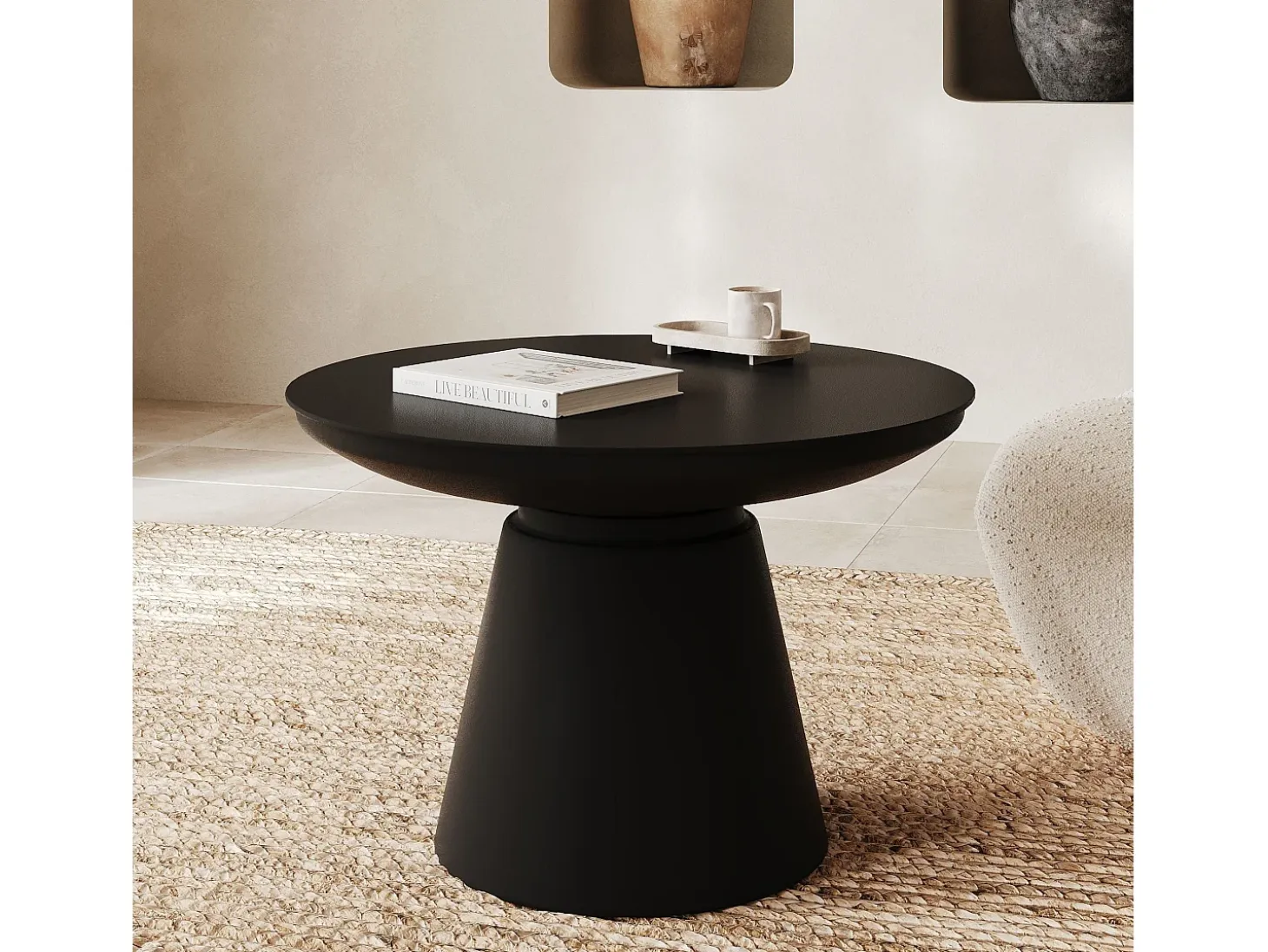 Mesa de centro redonda de metal negro D60 cm - Gomez