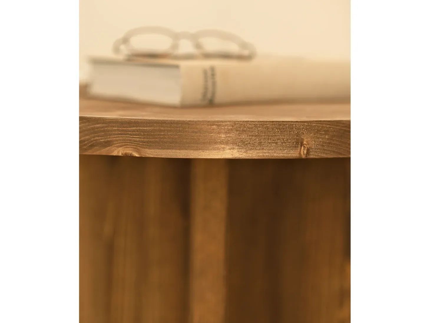 Mesa de centro redonda de madera de abeto Decowood color roble oscuro de Ø60cm - TOKYO - DECOWOOD