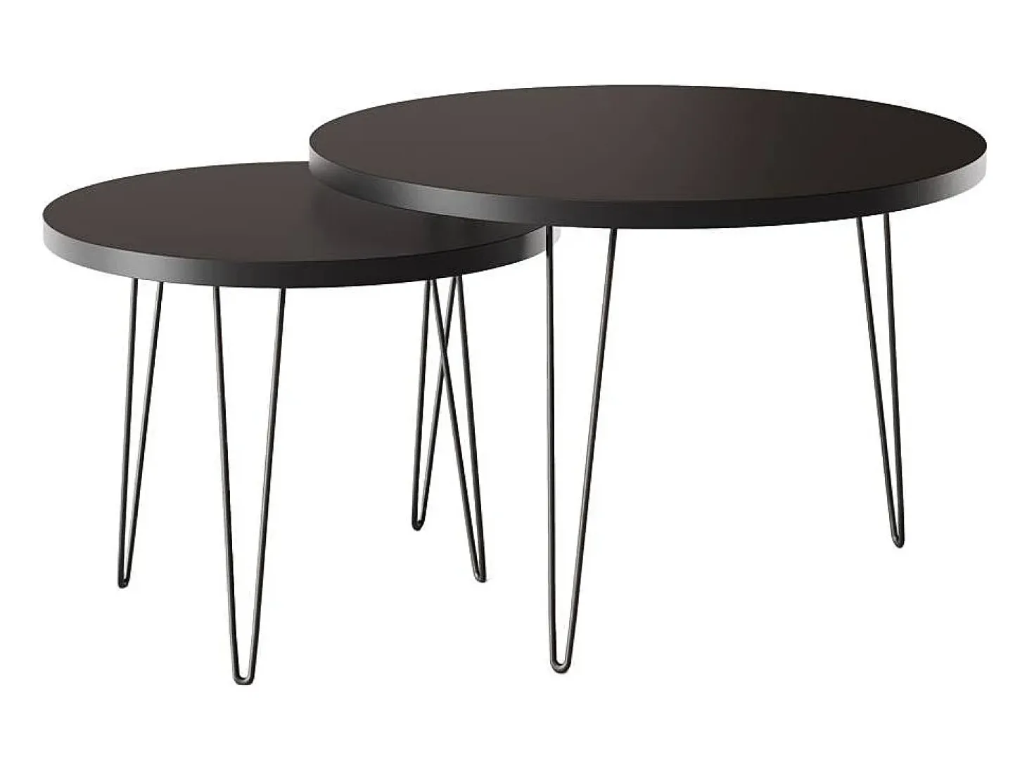 Mesa de centro redonda LAPP, juego Ø50 + Ø68 cm, negro