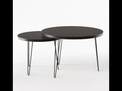 Mesa de centro redonda LAPP, juego Ø50 + Ø68 cm, negro