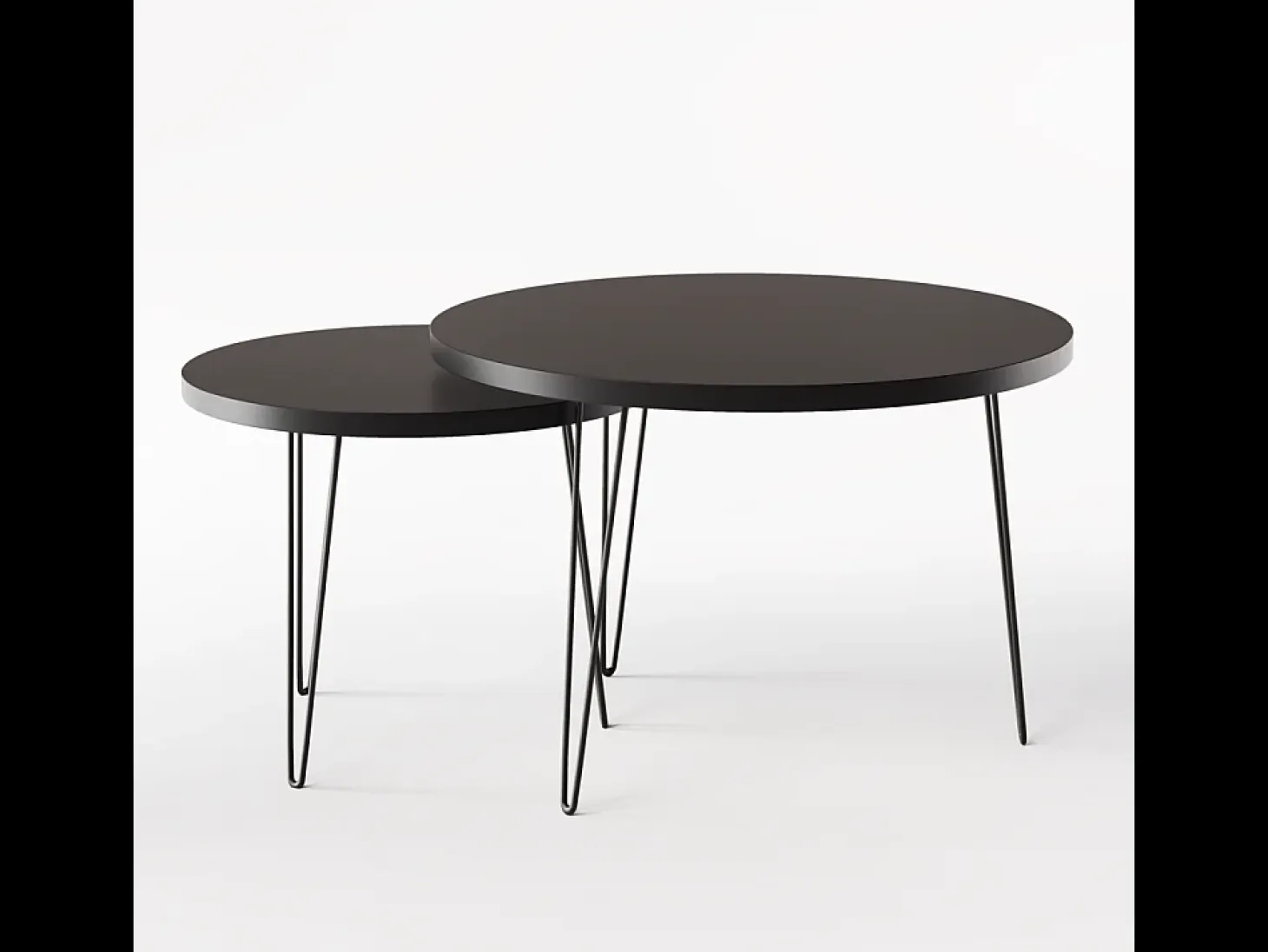 Mesa de centro redonda LAPP, juego Ø50 + Ø68 cm, negro