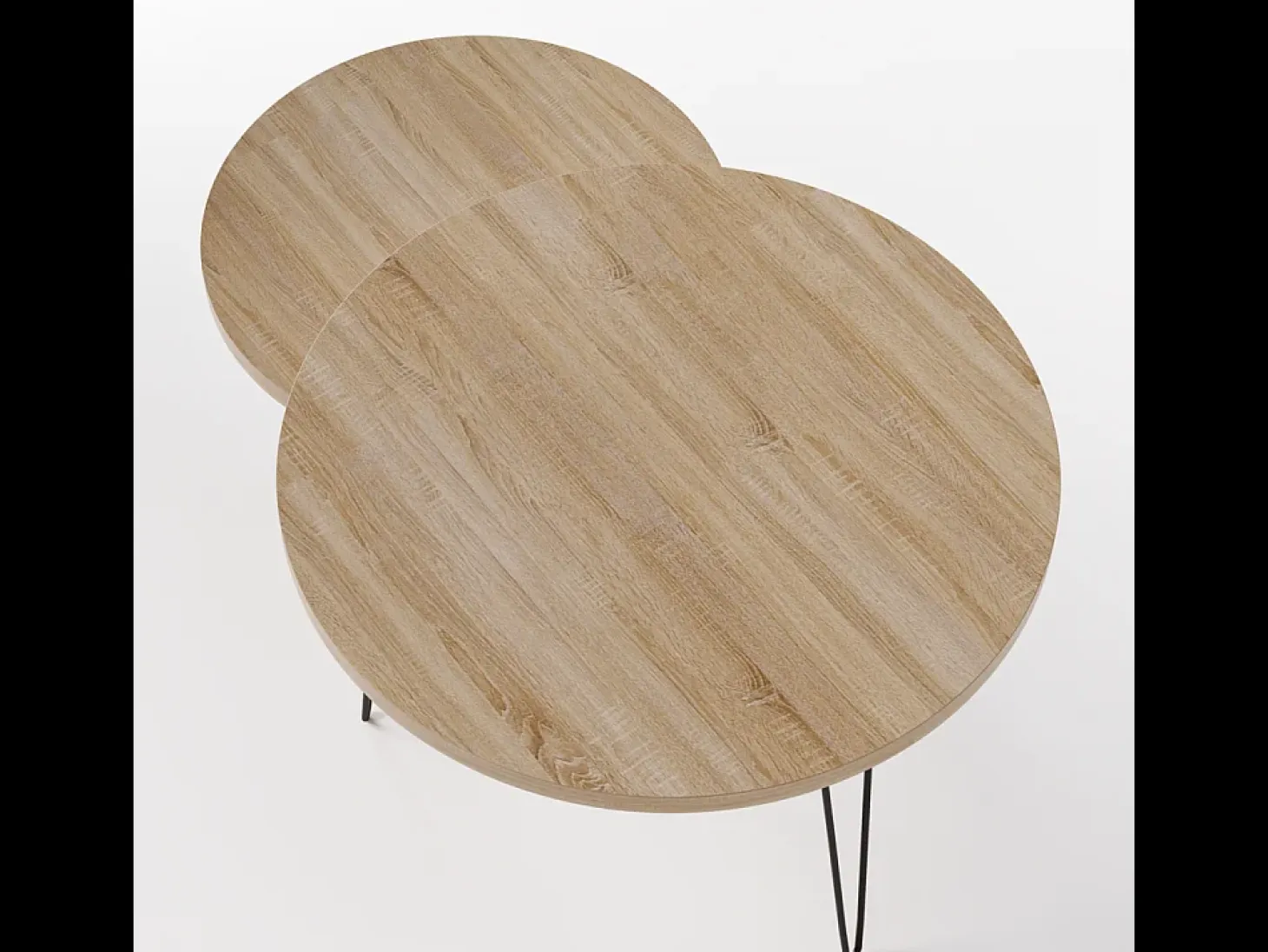 Mesa de centro redonda LAPP, juego Ø50 + Ø68 cm, roble Sonoma