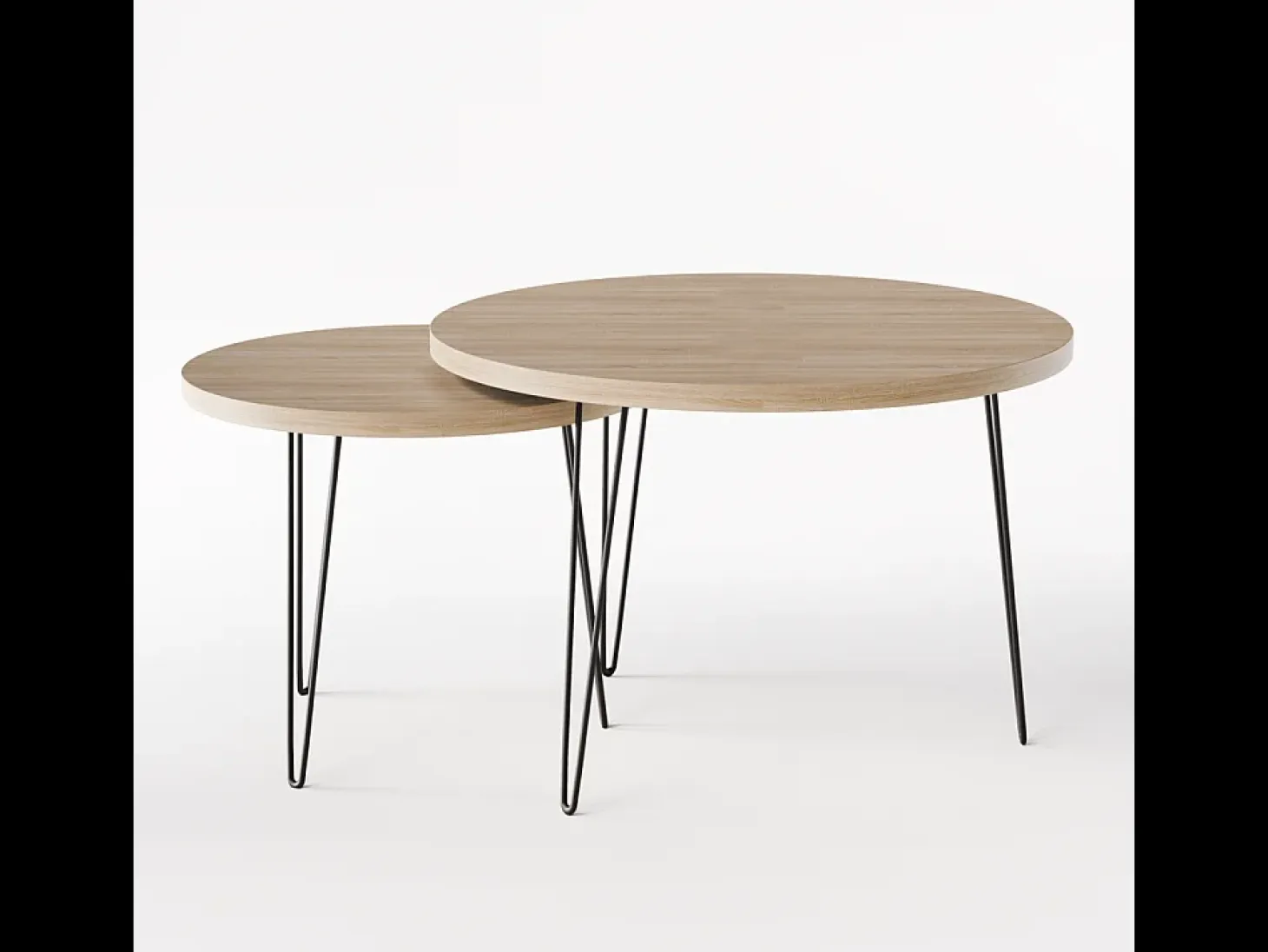 Mesa de centro redonda LAPP, juego Ø50 + Ø68 cm, roble Sonoma
