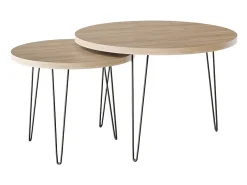 Mesa de centro redonda LAPP, juego Ø50 + Ø68 cm, roble Sonoma