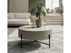 Mesa de centro redonda Milo - MDF y mármol - Gris