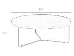 Mesa de centro redonda Noka de madera chapada en nogal y metal negro