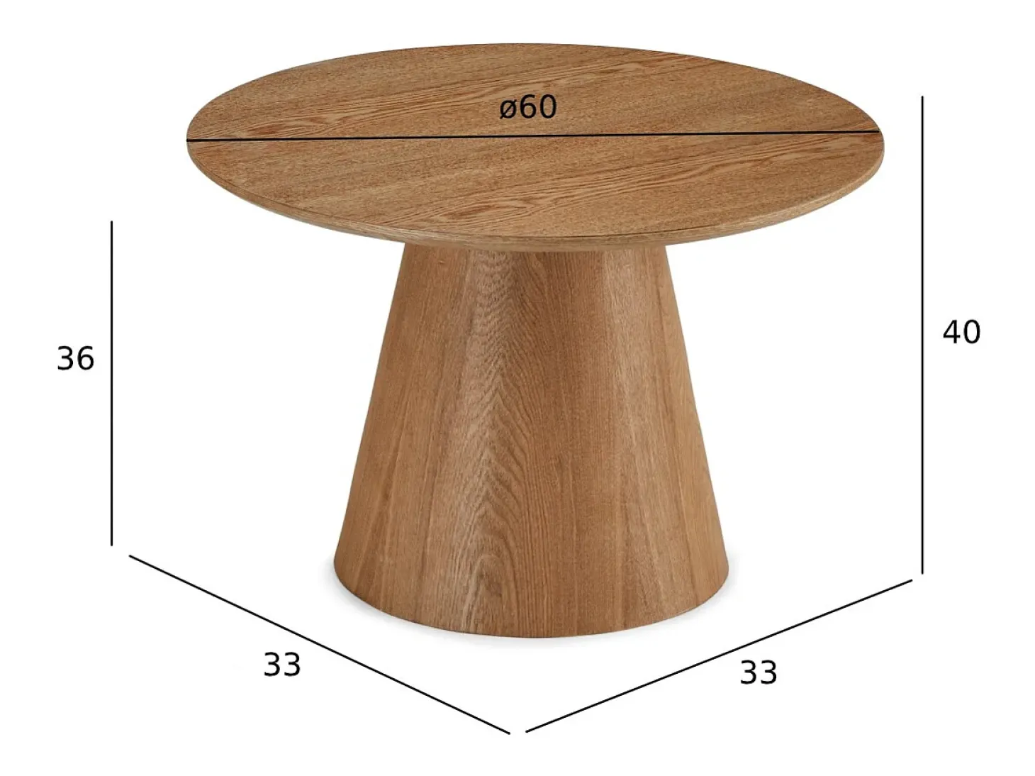 Mesa de centro redonda Tango - MDF y chapa de roble - Natural/