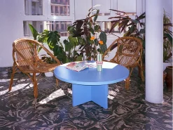 Mesa de centro redonda tablero resistente mdf 3cm azúl cornish 100cm-HECHO EN ESPAÑA
