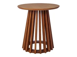 Mesa de centro redondas de efecto madera y abeto, set de 2 nogal