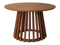 Mesa de centro redondas de efecto madera y abeto, set de 2 nogal