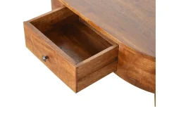 Mesa de centro redondeada de castaño Artisan Furniture, 2 cajones, marrón