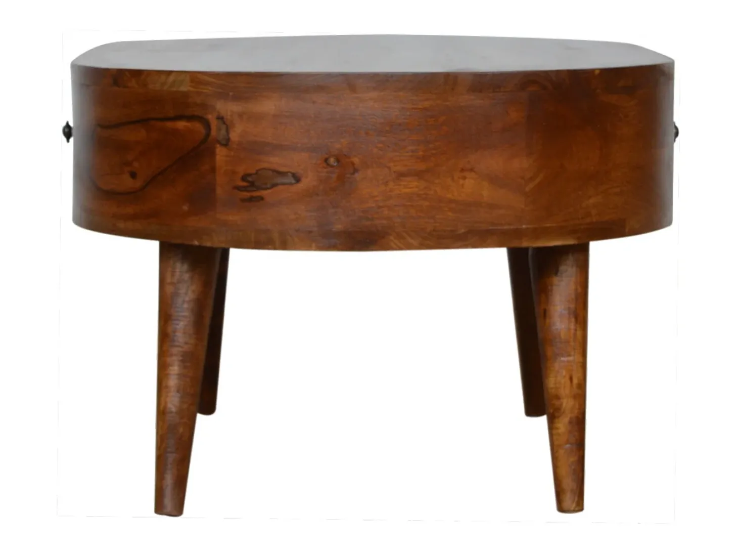 Mesa de centro redondeada de castaño Artisan Furniture, 2 cajones, marrón