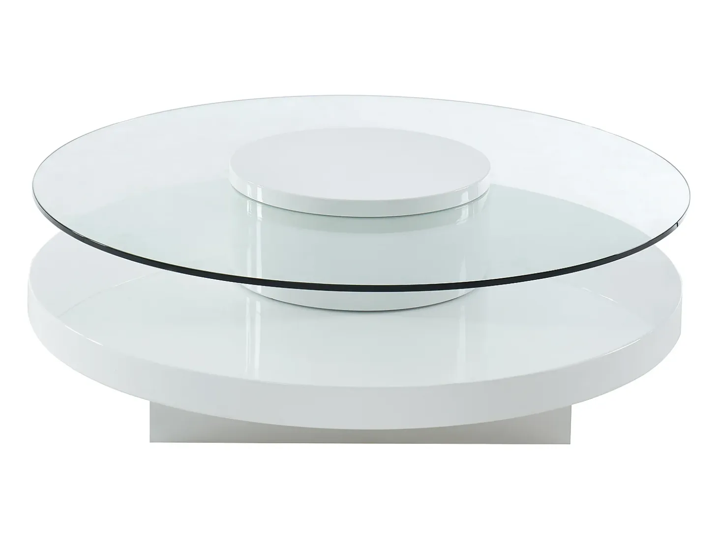Mesa de centro RYHALI - Tablero giratorio - Cristal templado y MDF