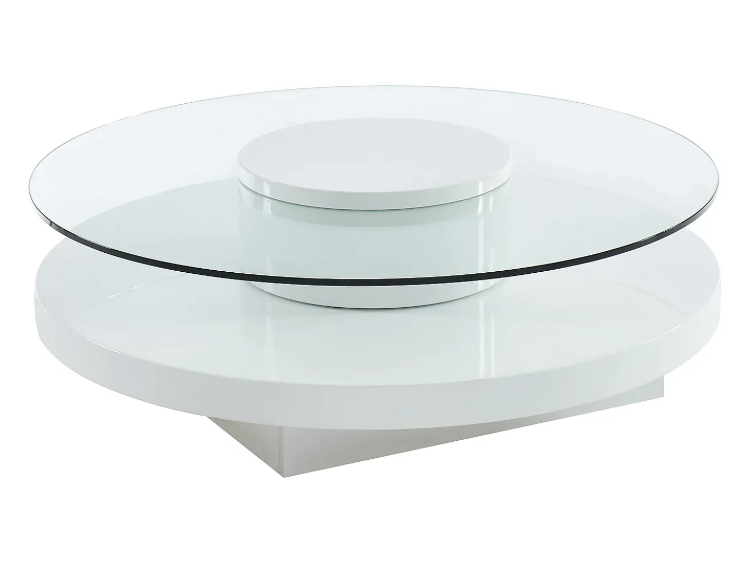 Mesa de centro RYHALI - Tablero giratorio - Cristal templado y MDF