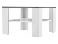Mesa de centro salón 60 x 60 x 40 cm blanco y gris oscuro 03_0008433