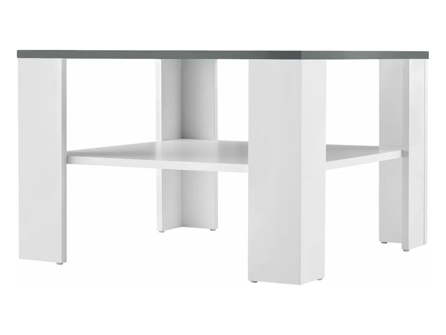 Mesa de centro salón 60 x 60 x 40 cm blanco y gris oscuro 03_0008433