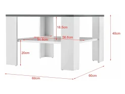 Mesa de centro salón 60 x 60 x 40 cm blanco y gris oscuro 03_0008433