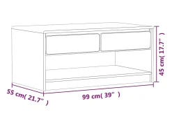 Mesa de centro SAUDA madera maciza pino color roble 99x55x45 cm