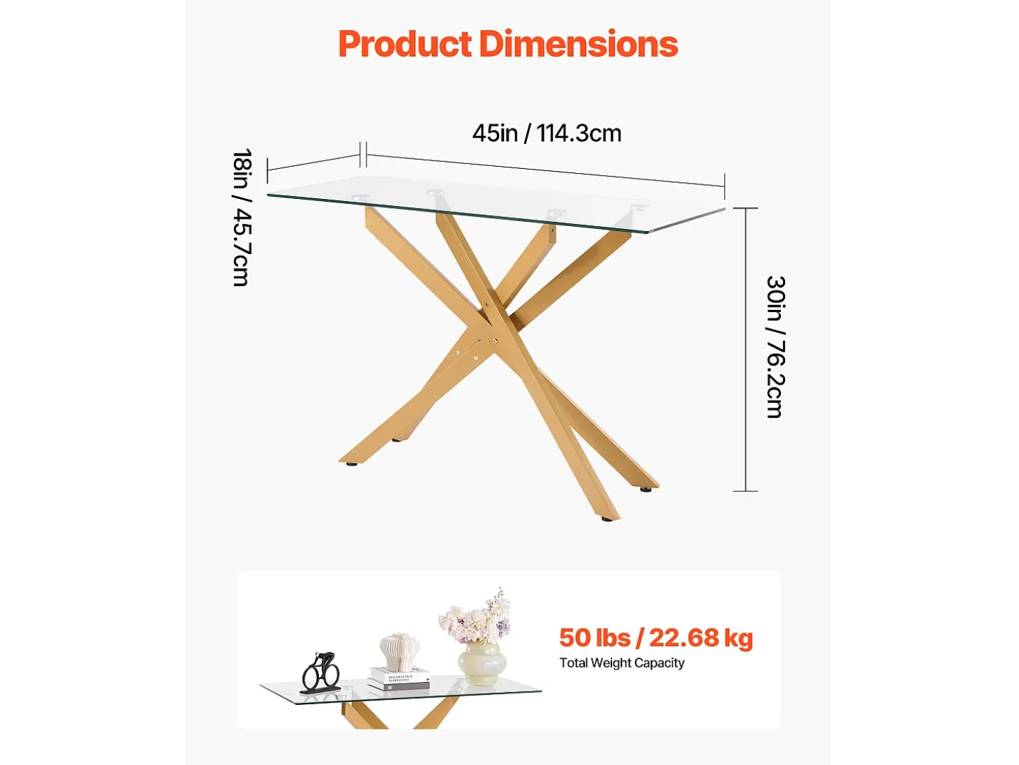 Mesa de Centro SucceBuy de Vidrio Moderna, con Tablero de Vidrio Templado y Patas Cruzadas de Metal, Equipada con Patas Ajustables Antideslizantes