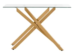 Mesa de Centro SucceBuy de Vidrio Moderna, con Tablero de Vidrio Templado y Patas Cruzadas de Metal, Equipada con Patas Ajustables Antideslizantes