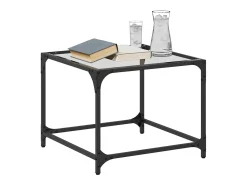 Mesa de centro superficie vidrio transparente acero 50x50x40 cm