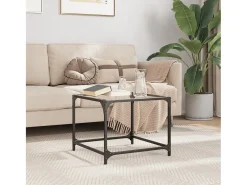 Mesa de centro superficie vidrio transparente acero 50x50x40 cm