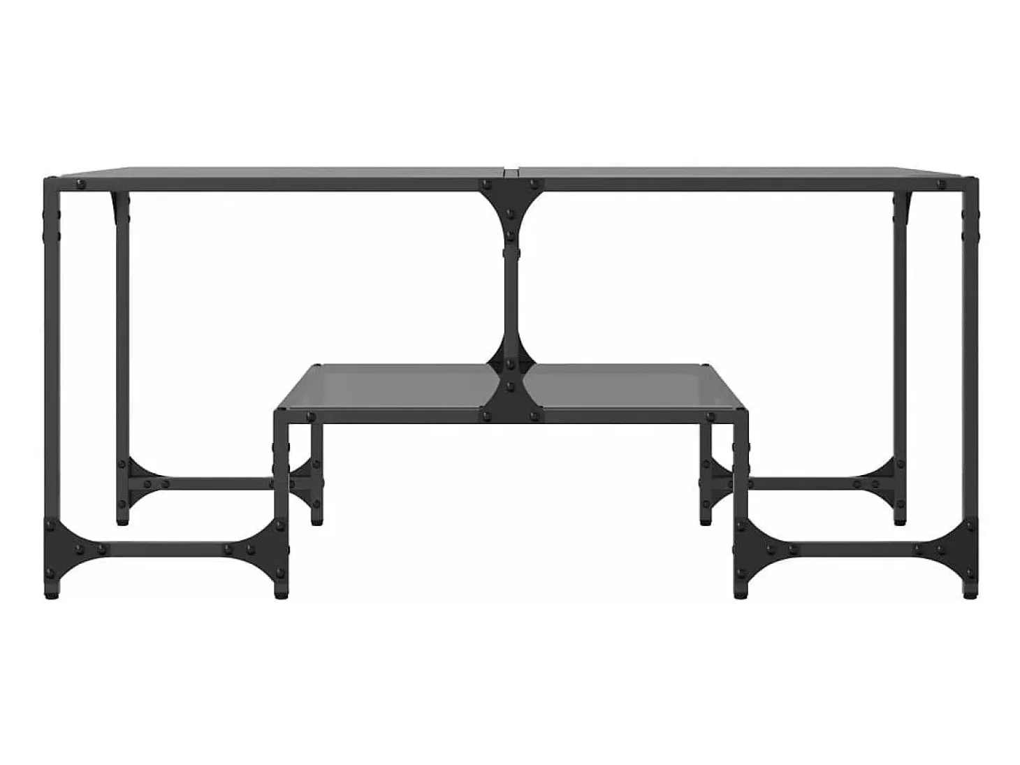 Mesa de centro superficie de vidrio acero negra 98,5x50x45 cm