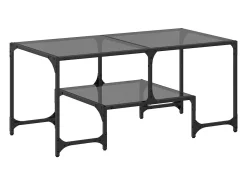 Mesa de centro superficie de vidrio acero negra 98,5x50x45 cm