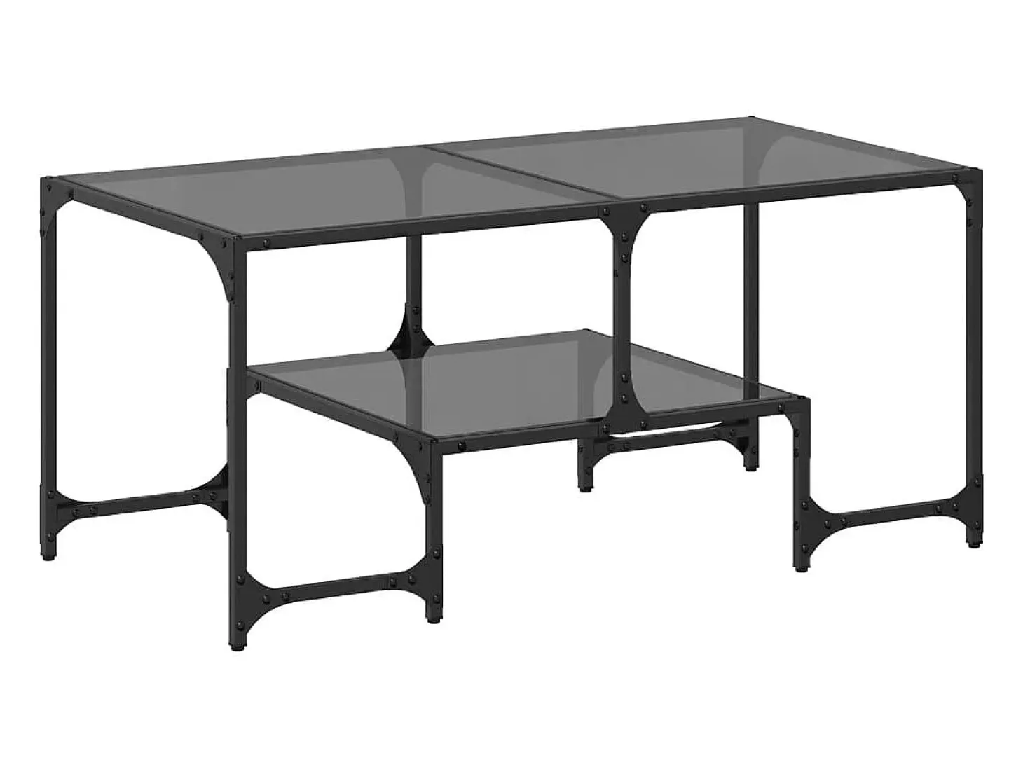 Mesa de centro superficie de vidrio acero negra 98,5x50x45 cm