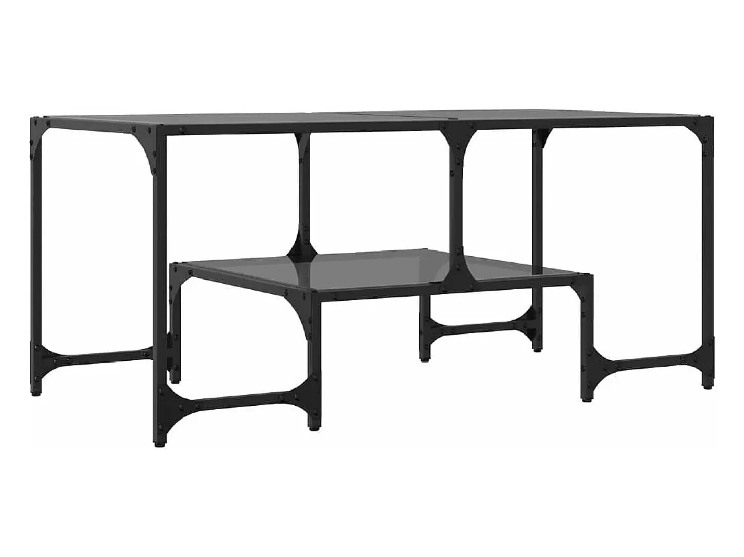 Mesa de centro superficie de vidrio acero negra 98,5x50x45 cm