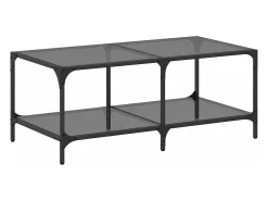 Mesa de centro superficie de vidrio acero negra 98,5x50x40 cm