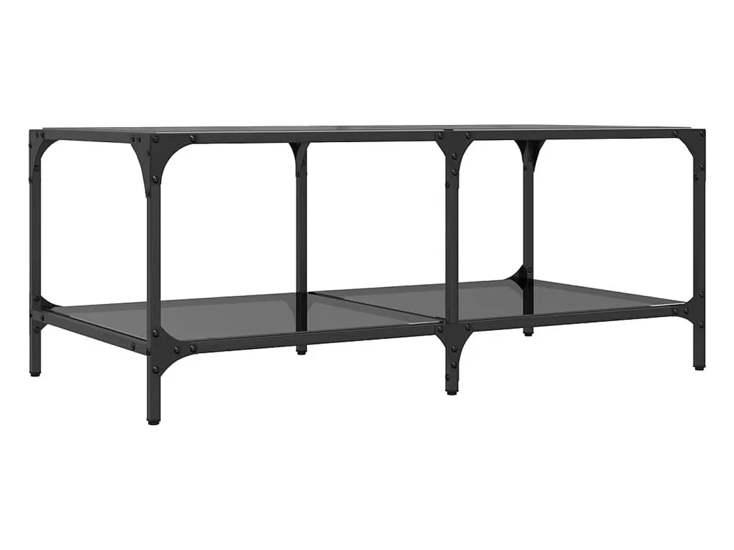 Mesa de centro superficie de vidrio acero negra 98,5x50x40 cm