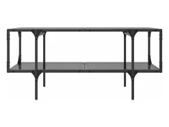 Mesa de centro superficie de vidrio acero negra 98,5x50x45 cm
