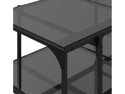 Mesa de centro superficie de vidrio acero negra 98,5x50x45 cm