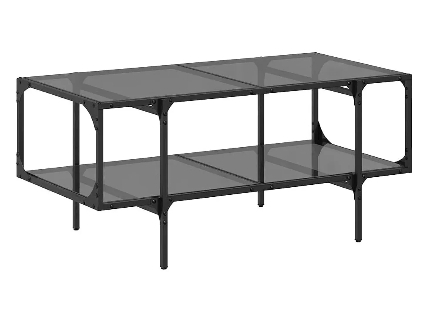 Mesa de centro superficie de vidrio acero negra 98,5x50x45 cm
