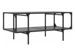 Mesa de centro superficie de vidrio acero negra 98,5x50x45 cm